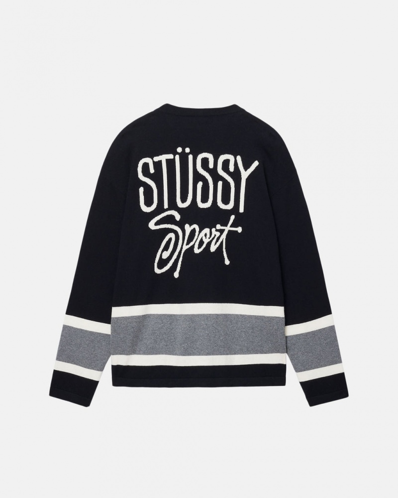 Stussy Hockey Sueter - Unisex Sweaters Knits Negros | DMXVO49132