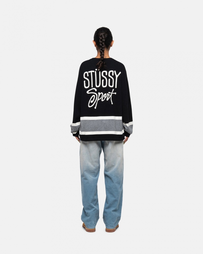 Stussy Hockey Sueter - Unisex Sweaters Knits Negros | DMXVO49132