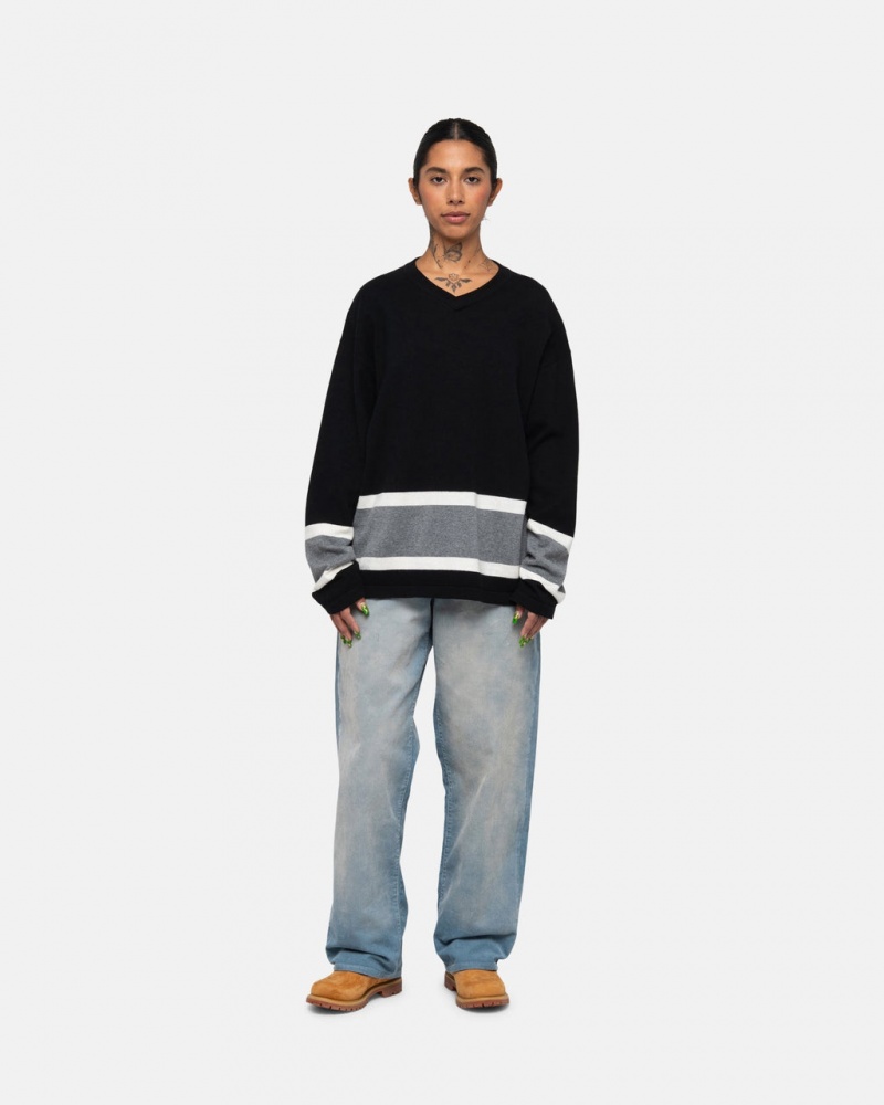 Stussy Hockey Sueter - Unisex Sweaters Knits Negros | DMXVO49132