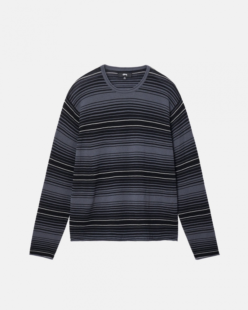 Stussy Horizontal Stripe Sueter - Unisex Sweaters Grises | UMXND13326