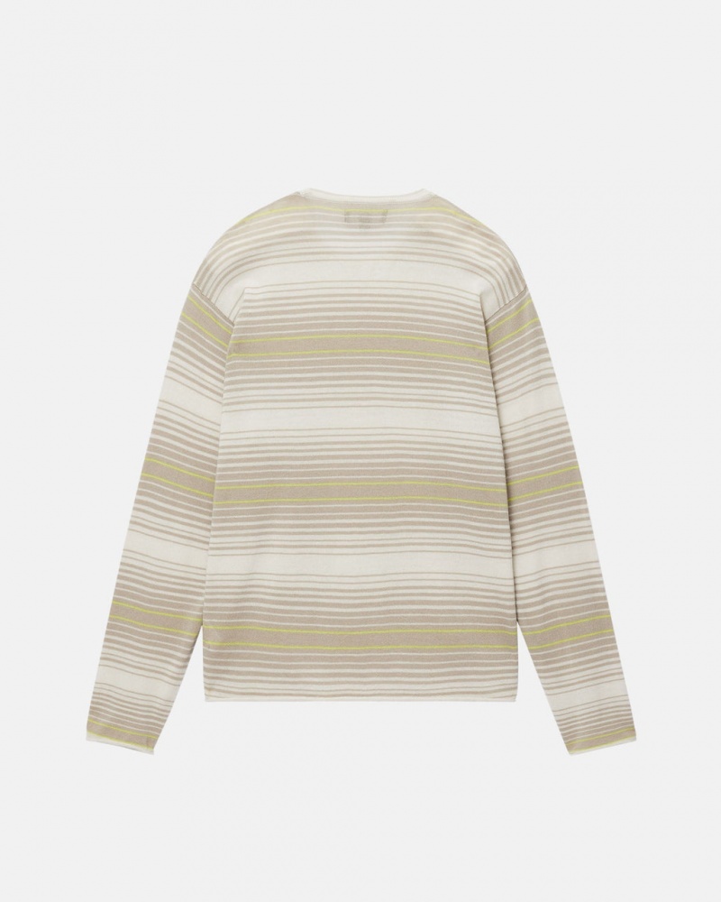 Stussy Horizontal Stripe Sueter - Unisex Sweaters Beige | MXEAH15633