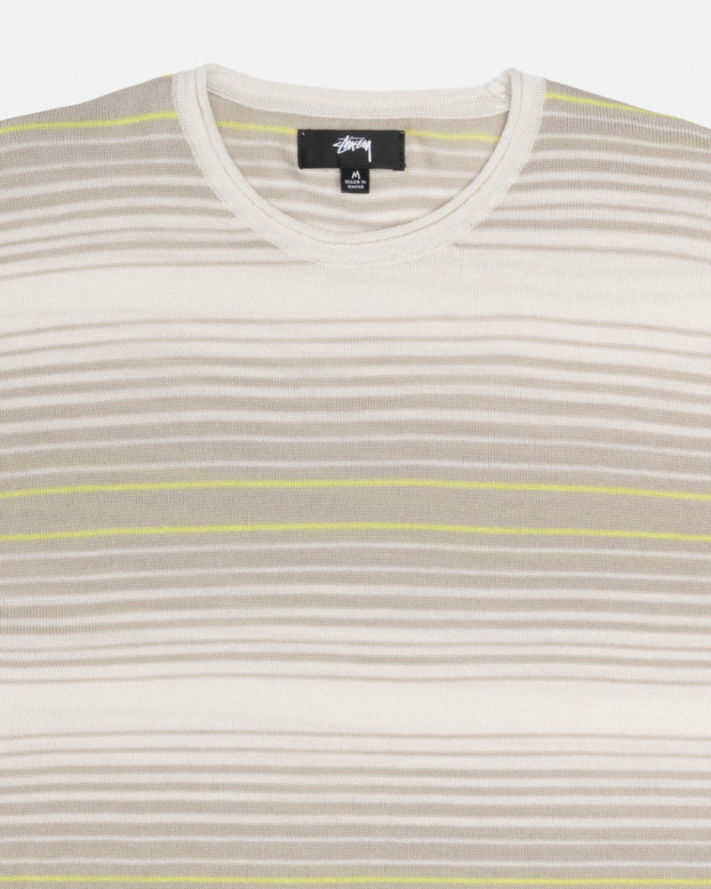 Stussy Horizontal Stripe Sueter - Unisex Sweaters Beige | MXEAH15633