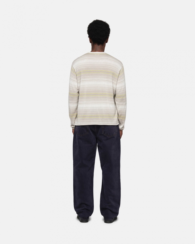 Stussy Horizontal Stripe Sueter - Unisex Sweaters Beige | MXEAH15633