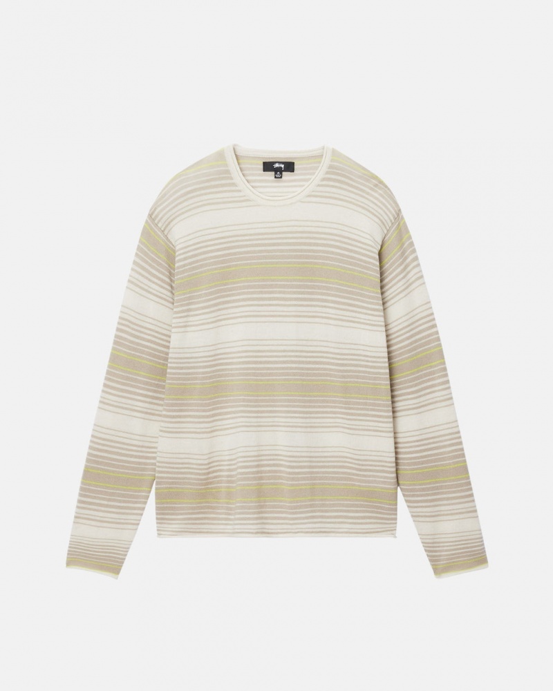 Stussy Horizontal Stripe Sueter - Unisex Sweaters Beige | MXEAH15633