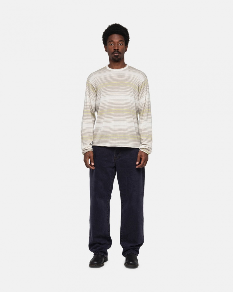 Stussy Horizontal Stripe Sueter - Unisex Sweaters Knits Beige | EMXHC62261