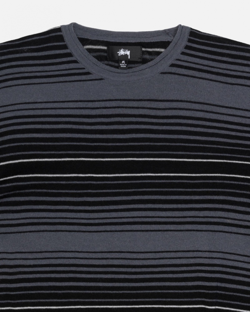 Stussy Horizontal Stripe Sueter - Unisex Sweaters Knits Grises | SMXVO25780