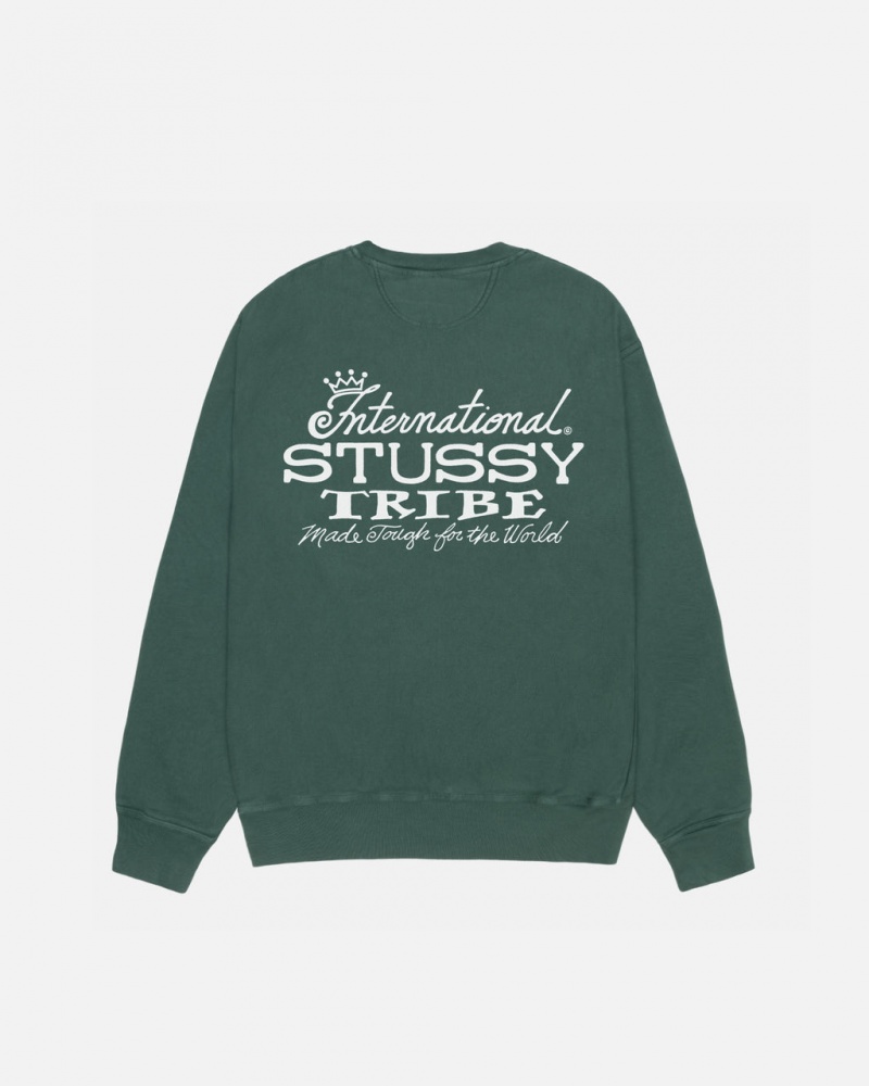 Stussy IST Crew Pigment Dyed - Unisex Hoodies Verdes | MXIIZ67172