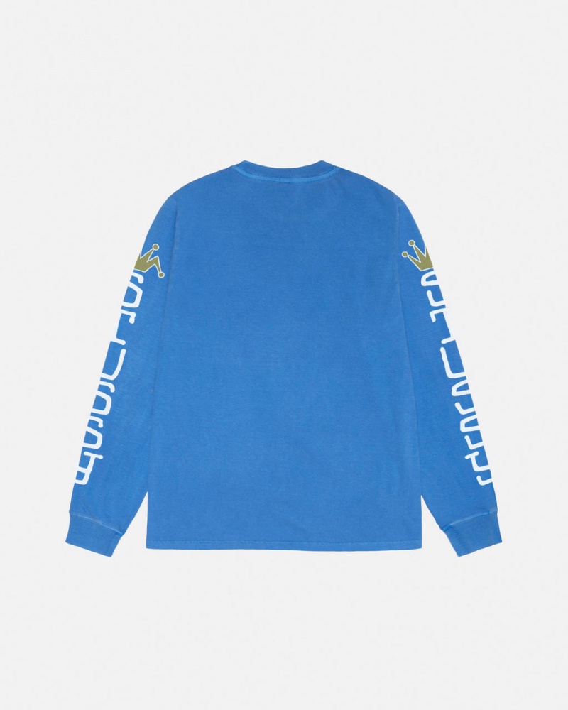 Stussy Jumbo LS Tee Pigment Dyed - Unisex Longsleeve Azules | MXEAH19601