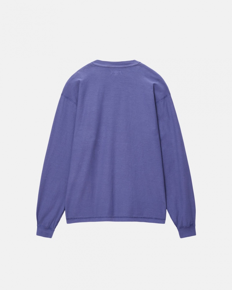 Stussy Lazy LS Tee - Unisex Longsleeve Azules Oscuro | MXDFL49223