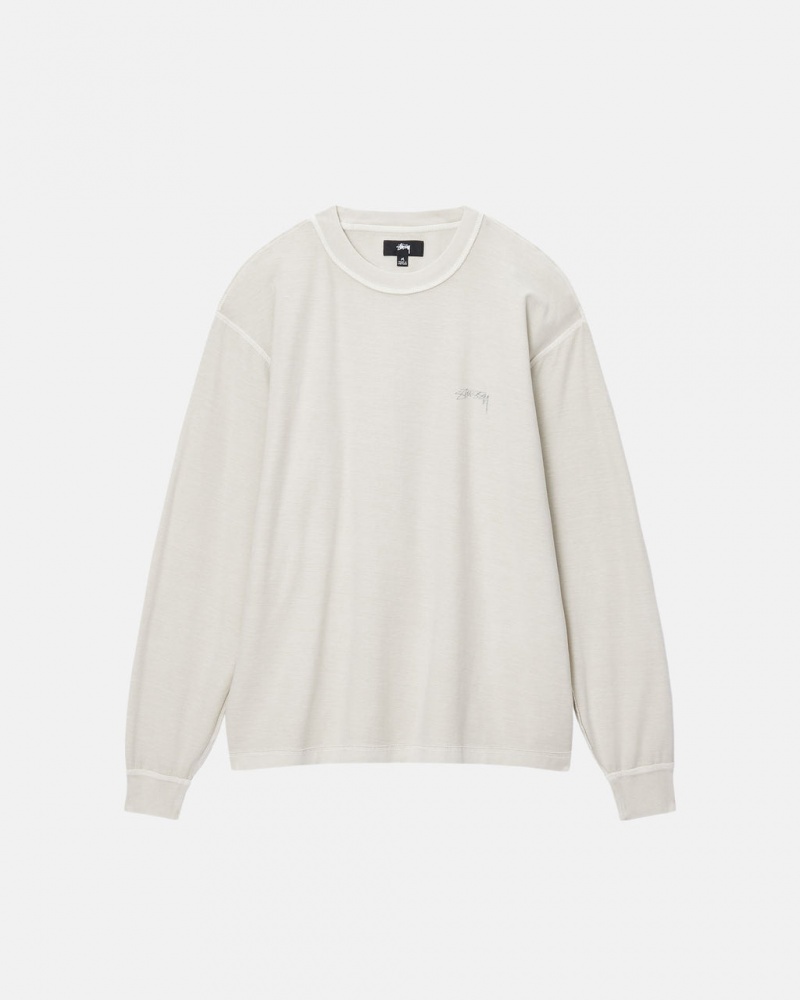 Stussy Lazy LS Tee - Unisex Longsleeve Beige | MXICD97678