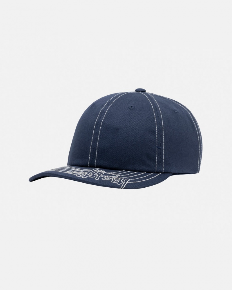 Stussy Low Pro Basic Stitch Strapback - Unisex Azul Marino | LMXSX31672