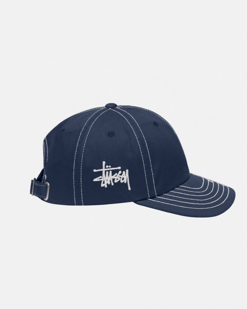 Stussy Low Pro Basic Stitch Strapback - Unisex Azul Marino | LMXSX31672