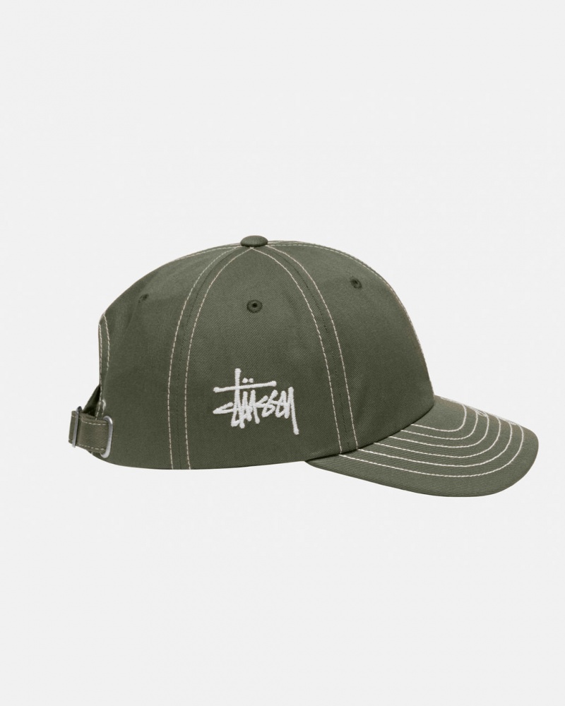 Stussy Low Pro Basic Stitch Strapback - Unisex Verde Oliva | QMXUV84144