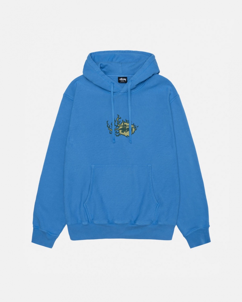 Stussy Mosaic Dragon Hoodie Pigment Dyed - Unisex Hoodies Azules | MXJBT76855