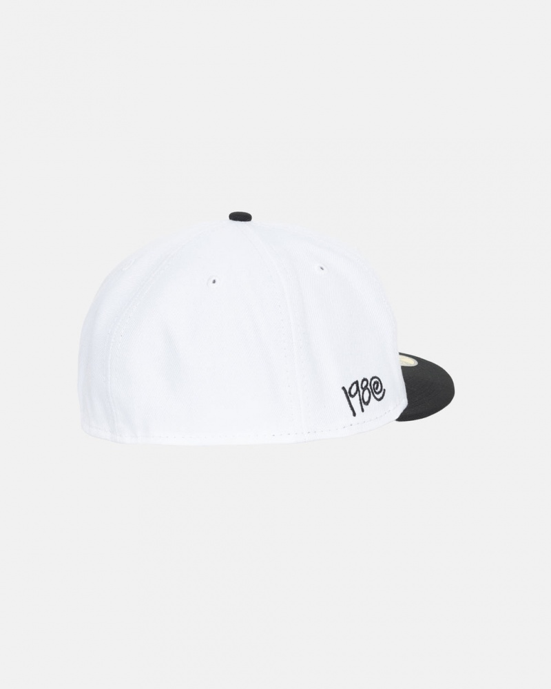 Stussy New Era 59Fifty Curly S - Unisex Blancos Negros | MXZPD72296