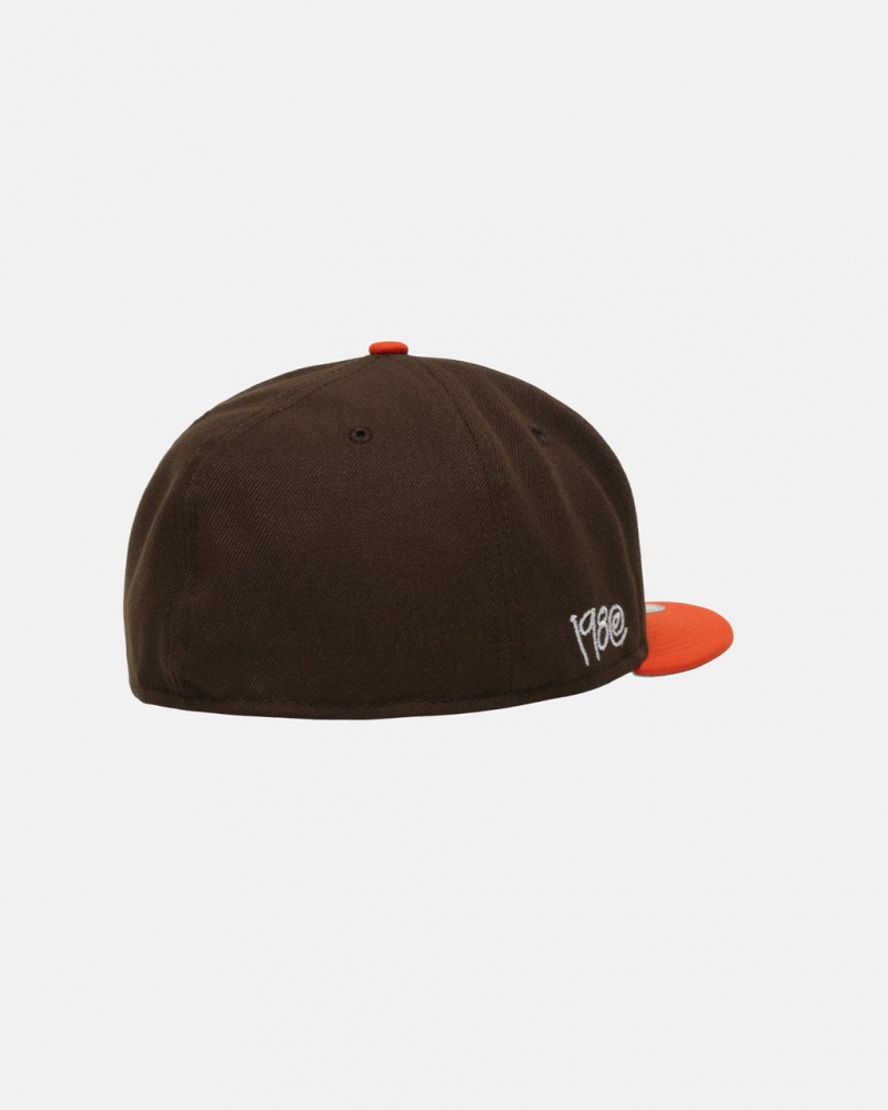 Stussy New Era 59Fifty Curly S - Unisex Marrom Naranjas | BMXSD91439