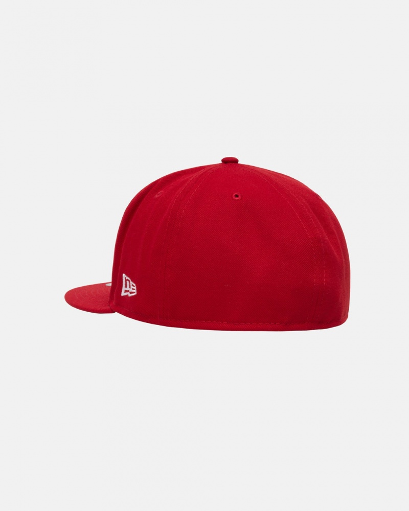 Stussy New Era 59Fifty Curly S - Unisex Rojos | MXEAH26708