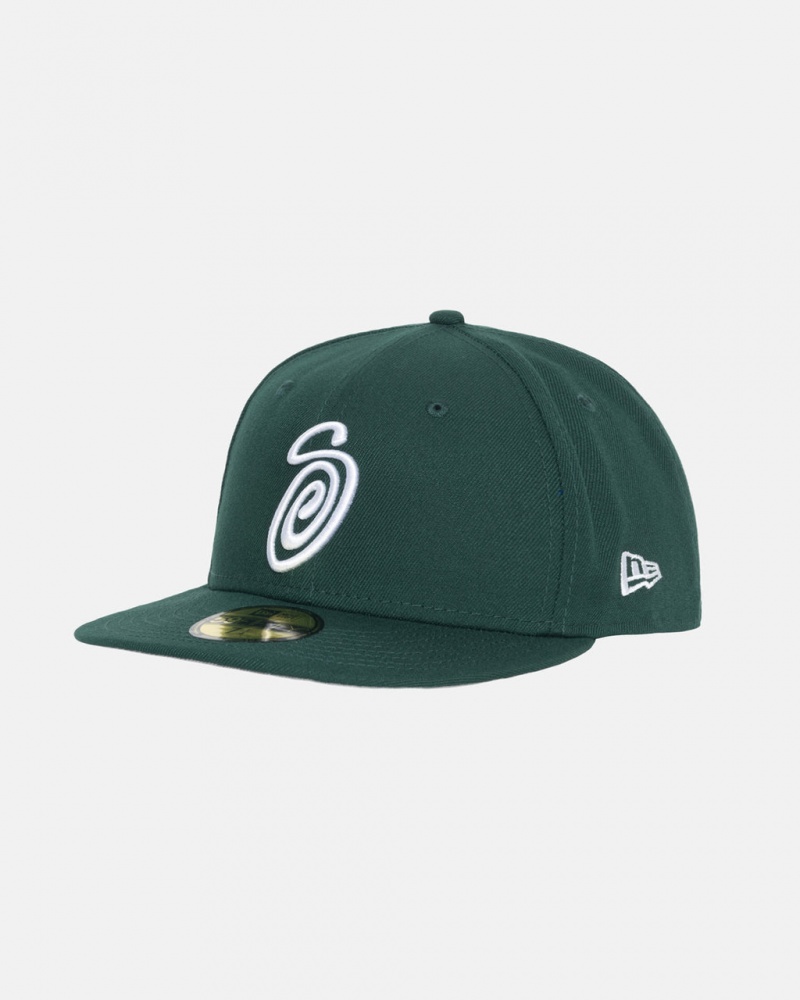 Stussy New Era 59Fifty Curly S - Unisex Verdes | PMXER22998