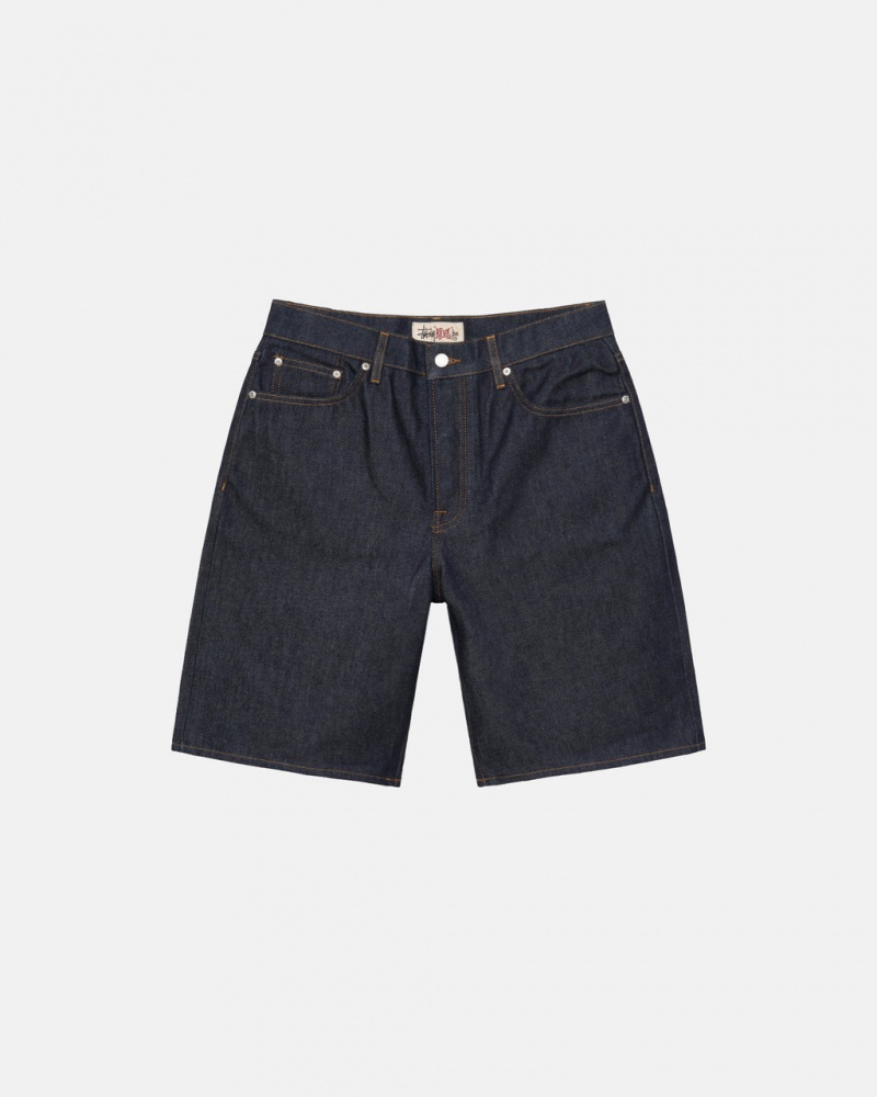 Stussy Raw Denim Big Ol& Shorts - Men&s Shorts Trunks Negros | DMXVO63878