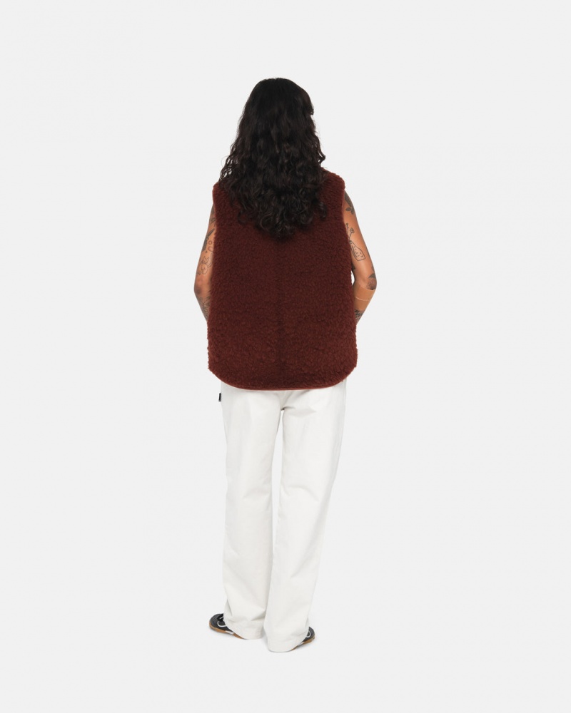 Stussy Reversible Shearling Workgear Vest - Unisex Jackets Vino | YMXGT33663