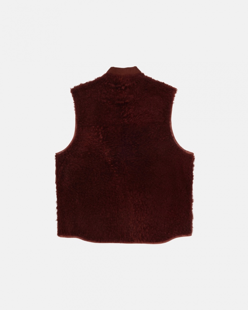 Stussy Reversible Shearling Workgear Vest - Unisex Jackets Vino | YMXGT33663