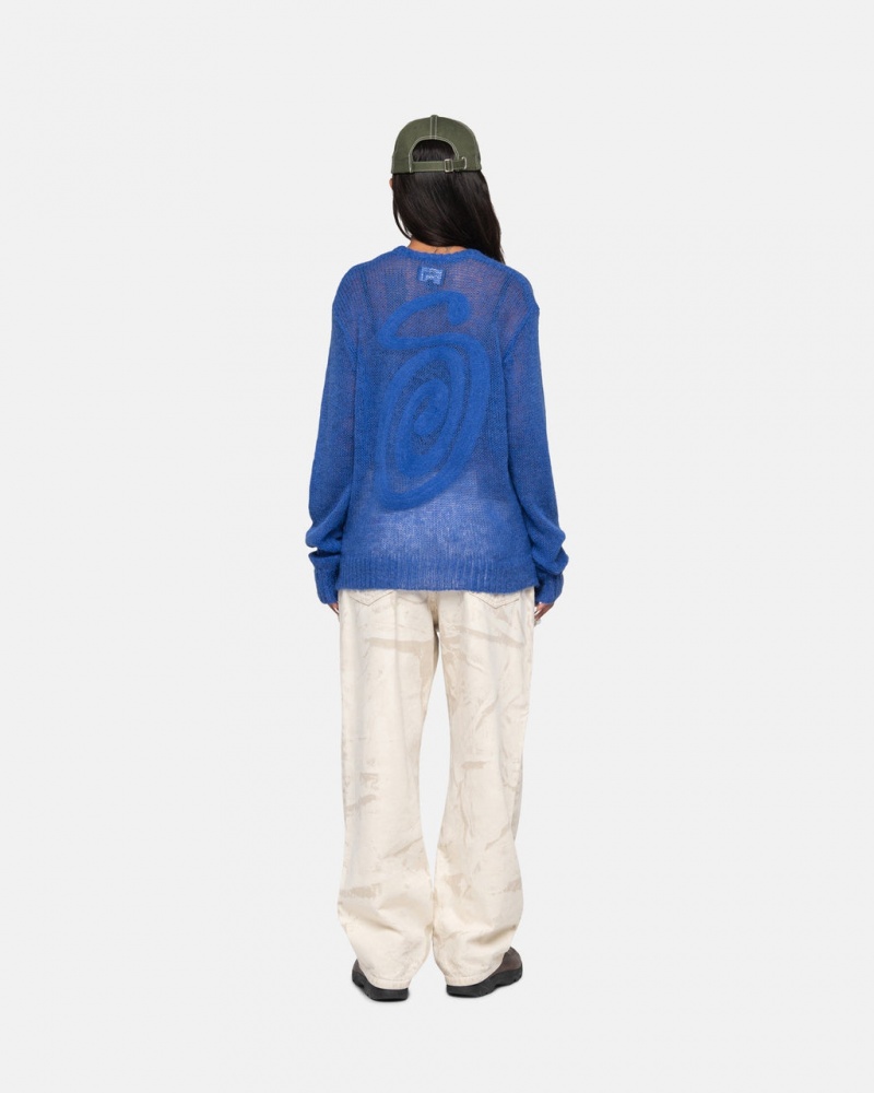 Stussy S Loose Knit Sueter - Unisex Sweaters Azules | SMXVO32617