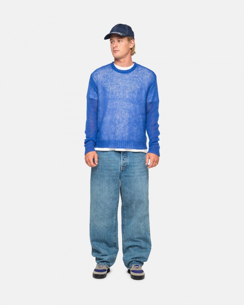 Stussy S Loose Knit Sueter - Unisex Sweaters Azules | SMXVO32617