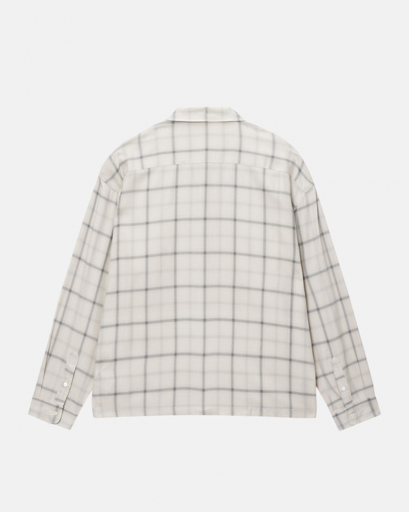 Stussy Shadow Plaid Rayon Shirt - Unisex Tops Beige | MXJBT53168