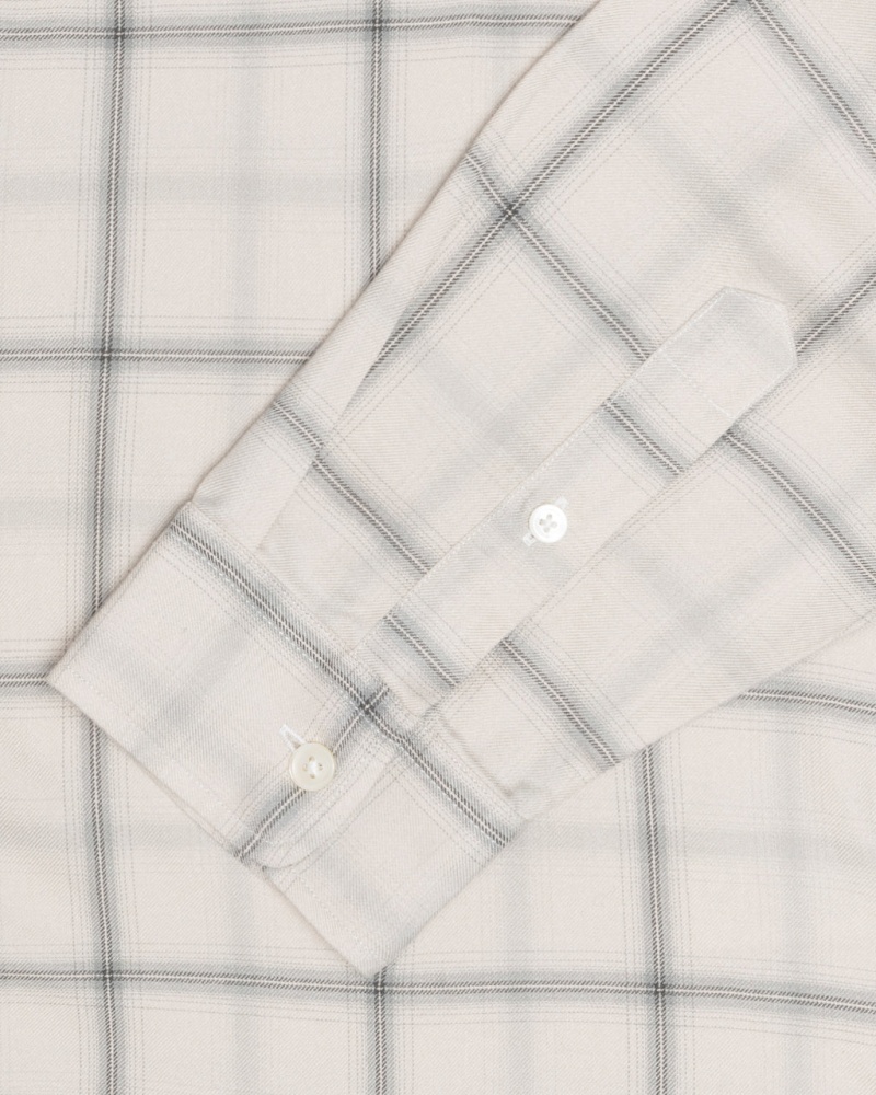 Stussy Shadow Plaid Rayon Shirt - Unisex Tops Beige | MXJBT53168