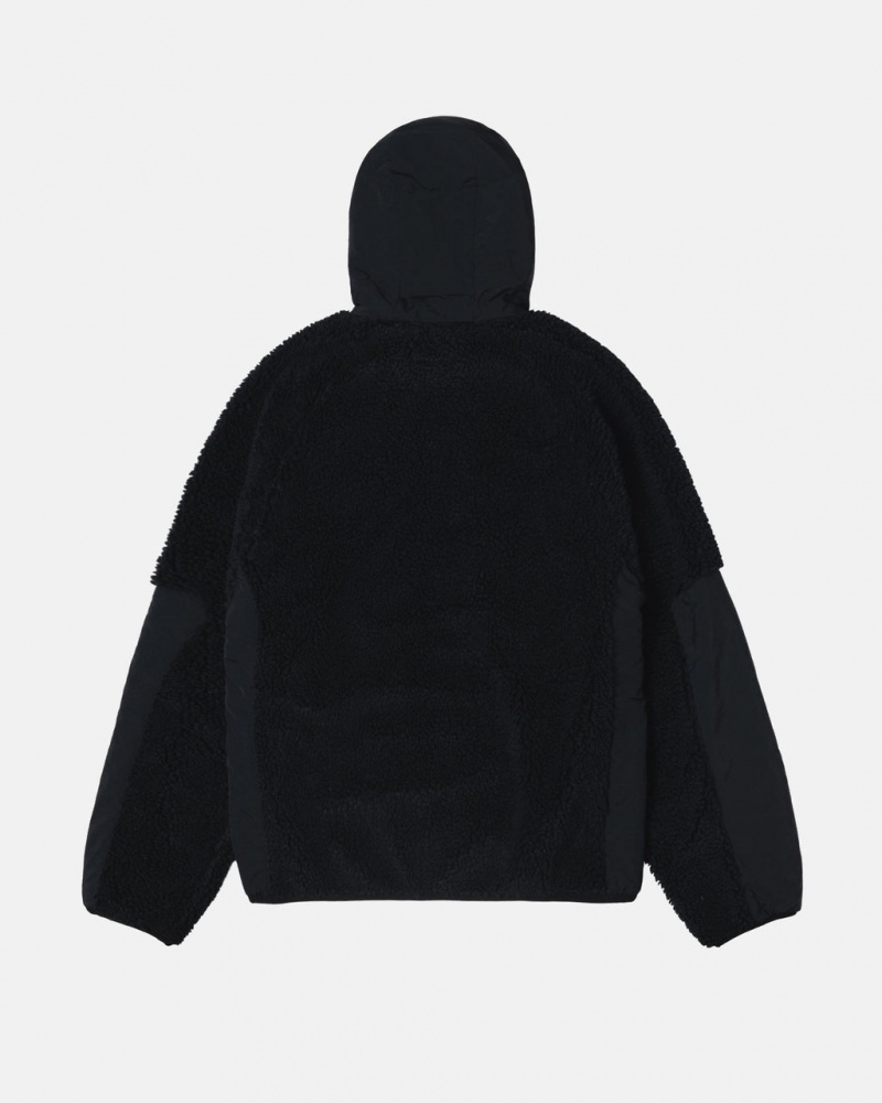 Stussy Sherpa Paneled Encapuchado Jacket - Unisex Hoodies Negros | PMXQX34795