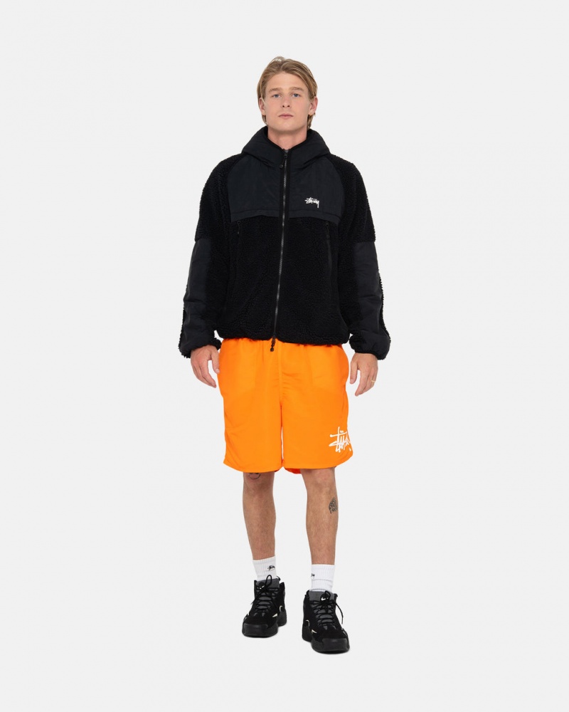 Stussy Sherpa Paneled Encapuchado Jacket - Unisex Hoodies Negros | PMXQX34795