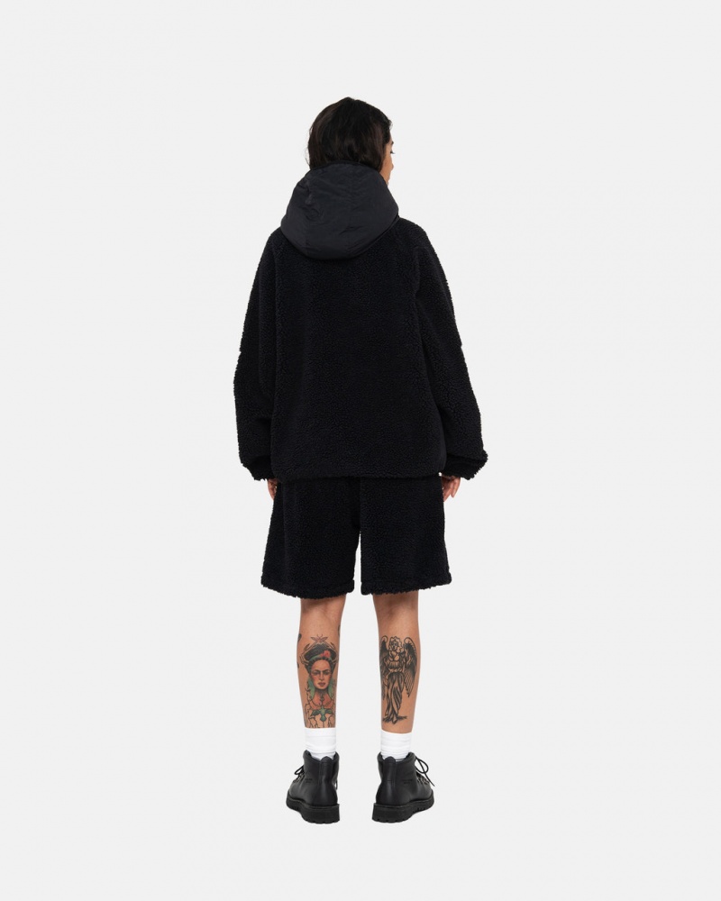 Stussy Sherpa Paneled Encapuchado Jacket - Unisex Hoodies Negros | PMXQX34795