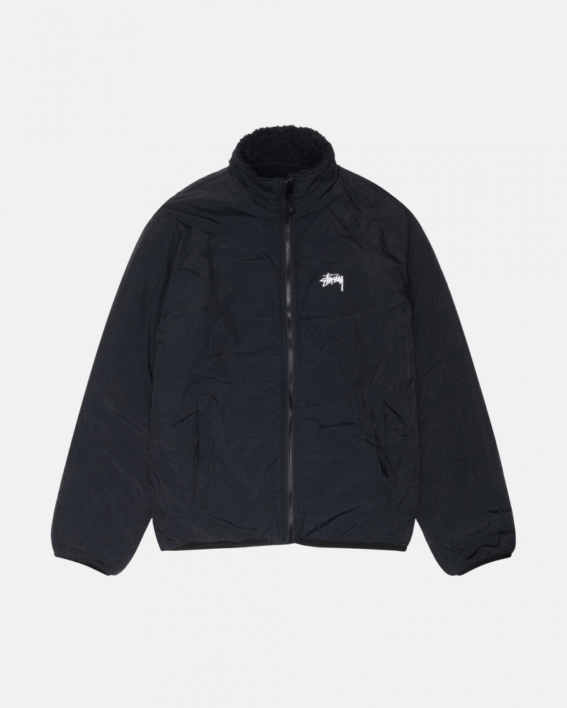 Stussy Sherpa Reversible Jacket - Unisex Jackets Negros | QMXUV79017