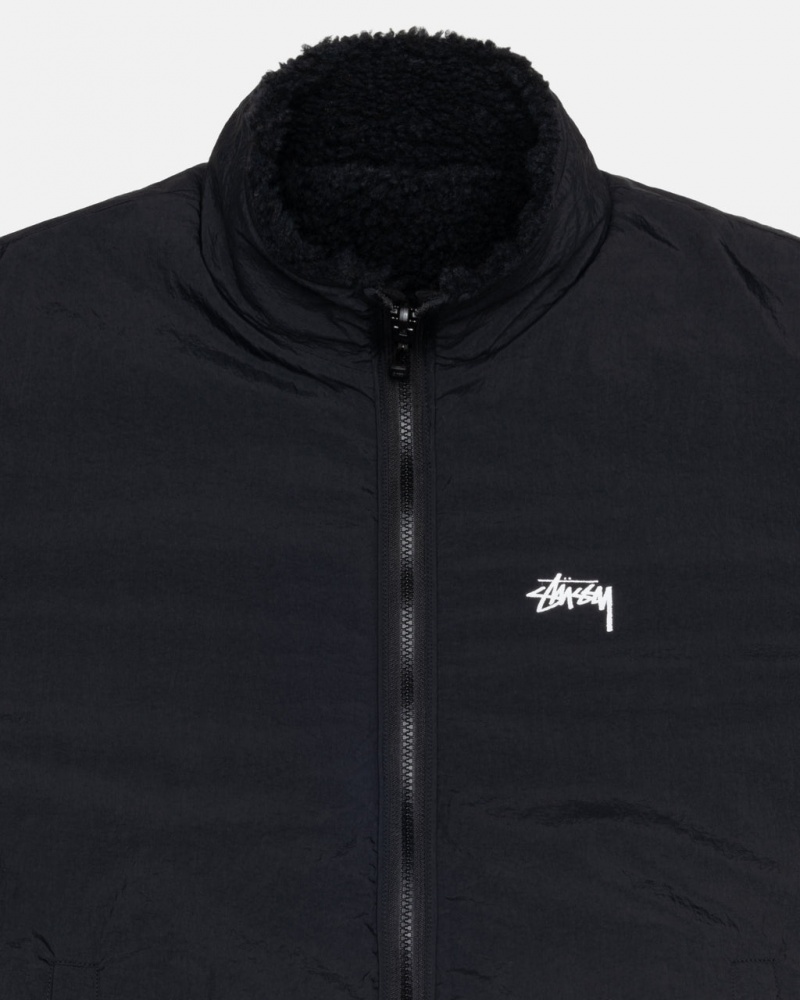 Stussy Sherpa Reversible Jacket - Unisex Jackets Negros | QMXUV79017