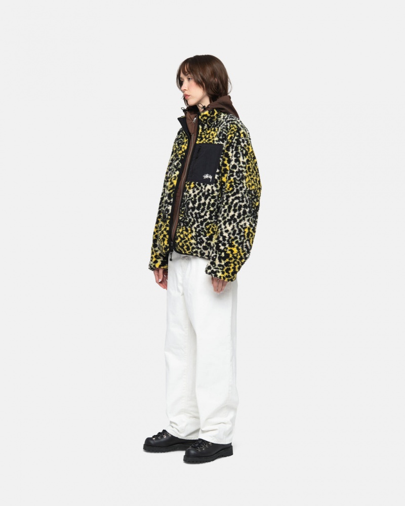 Stussy Sherpa Reversible Jacket - Unisex Jackets Amarillos Leopardo | BMXSD13965