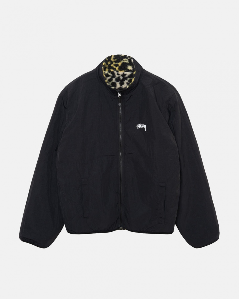 Stussy Sherpa Reversible Jacket - Unisex Jackets Amarillos Leopardo | BMXSD13965