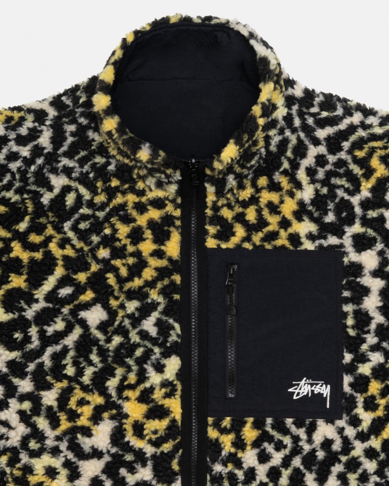 Stussy Sherpa Reversible Jacket - Unisex Jackets Amarillos Leopardo | BMXSD13965