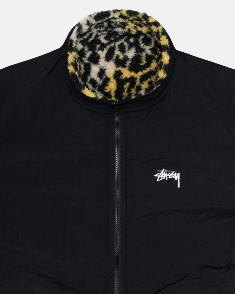 Stussy Sherpa Reversible Jacket - Unisex Jackets Amarillos Leopardo | BMXSD13965