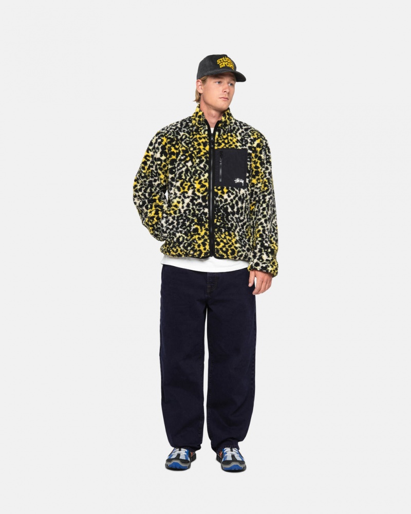 Stussy Sherpa Reversible Jacket - Unisex Jackets Amarillos Leopardo | BMXSD13965