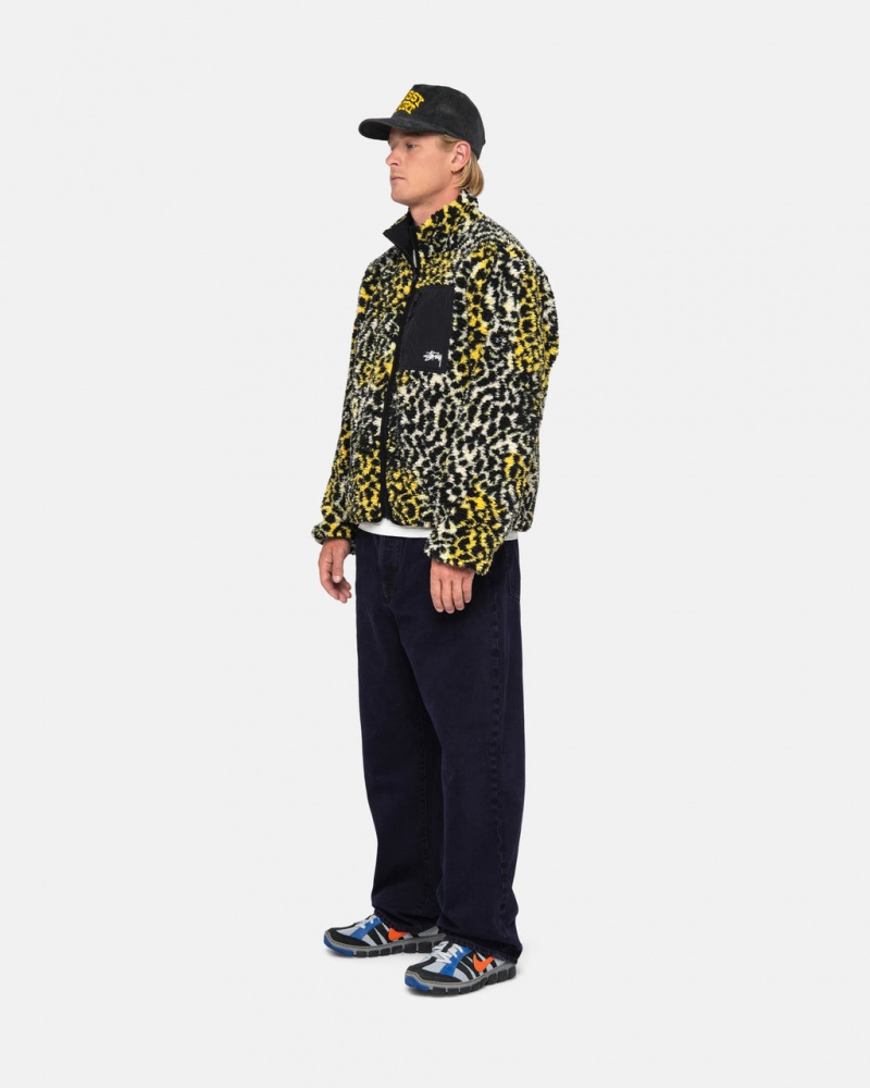 Stussy Sherpa Reversible Jacket - Unisex Jackets Amarillos Leopardo | BMXSD13965