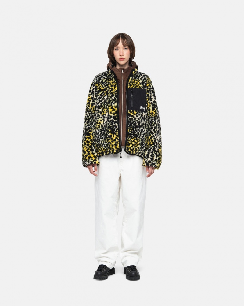 Stussy Sherpa Reversible Jacket - Unisex Jackets Amarillos Leopardo | BMXSD13965