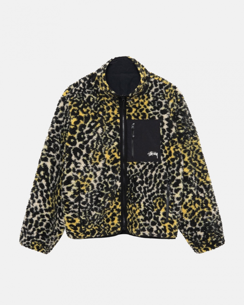 Stussy Sherpa Reversible Jacket - Unisex Jackets Amarillos Leopardo | BMXSD13965