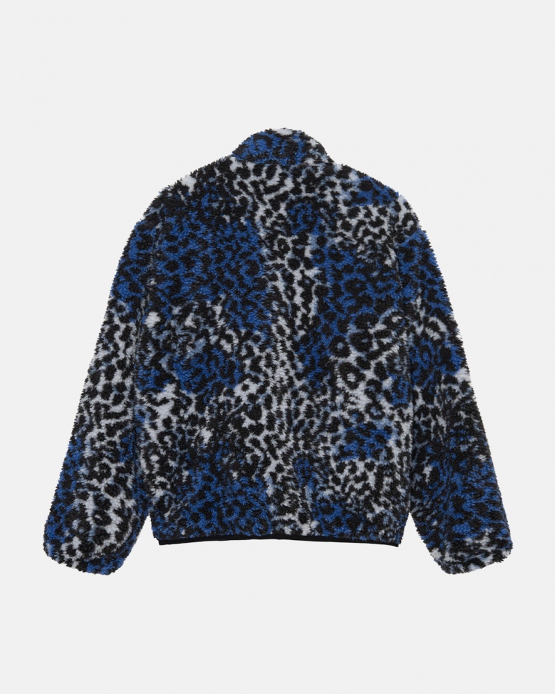 Stussy Sherpa Reversible Jacket - Unisex Jackets Azules Leopardo | UMXND25295