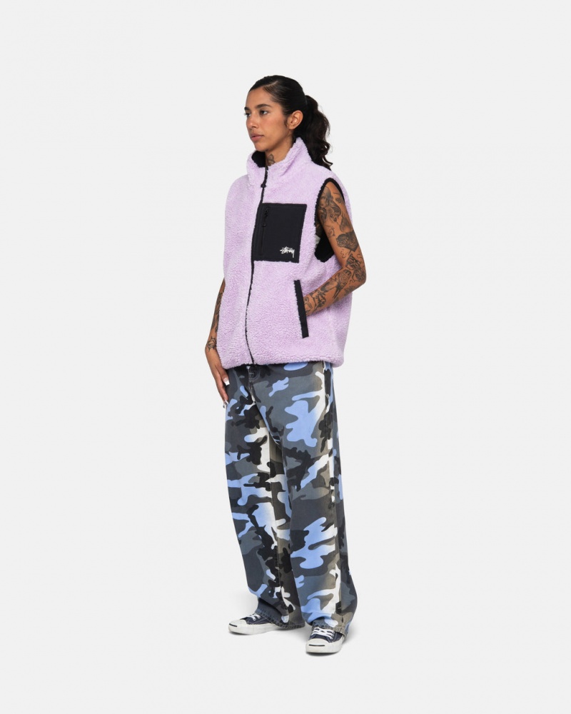 Stussy Sherpa Reversible Vest - Unisex Jackets Lavanda | UMXND83042