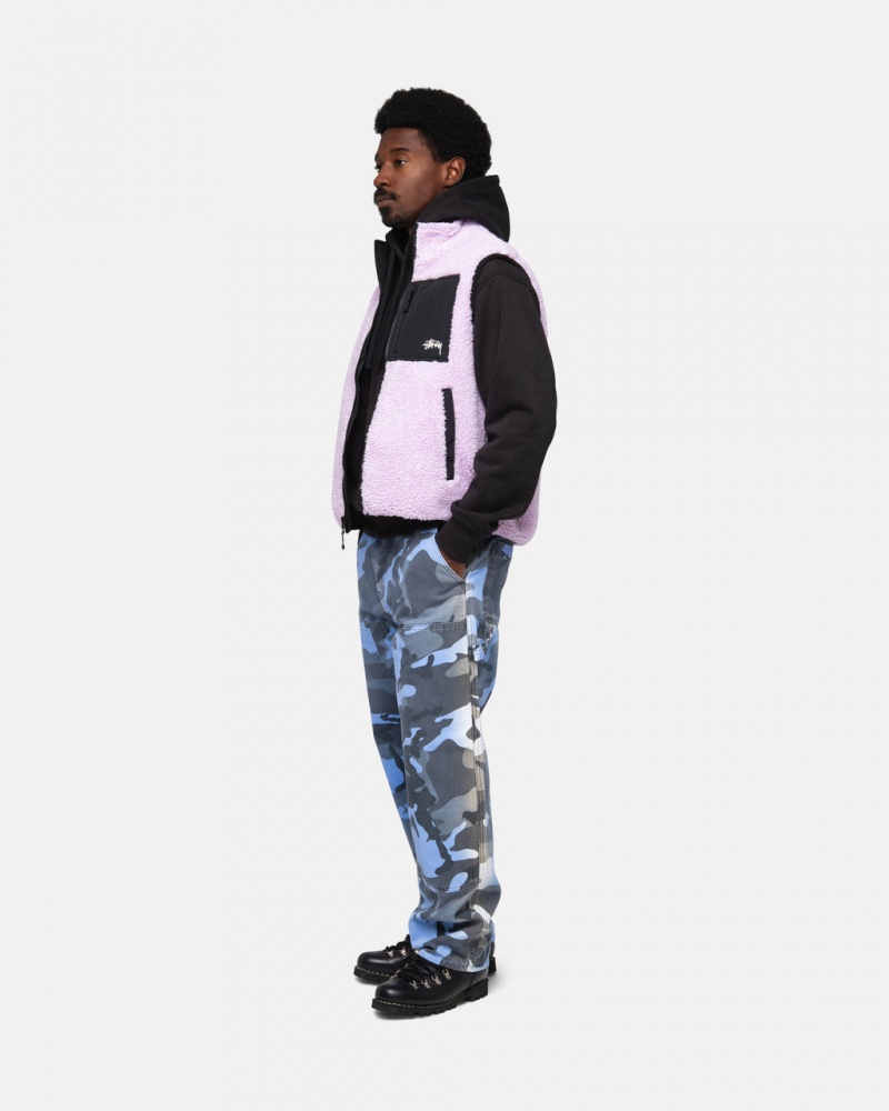 Stussy Sherpa Reversible Vest - Unisex Jackets Lavanda | UMXND83042