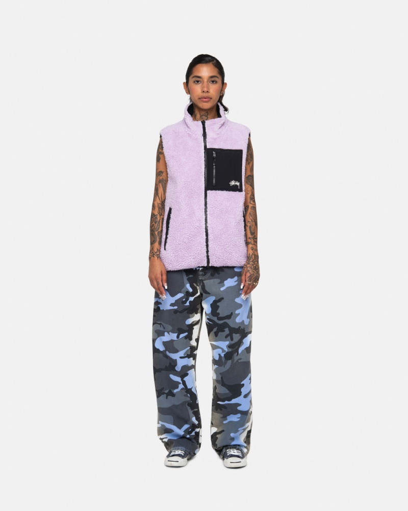 Stussy Sherpa Reversible Vest - Unisex Jackets Lavanda | UMXND83042