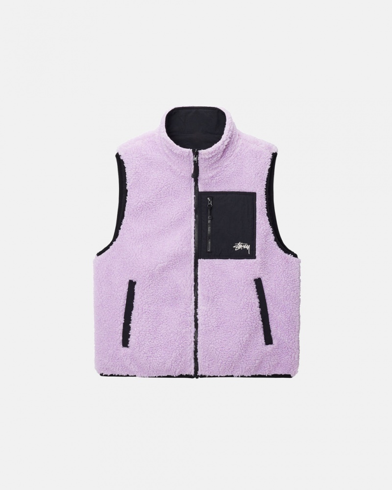 Stussy Sherpa Reversible Vest - Unisex Jackets Lavanda | UMXND83042