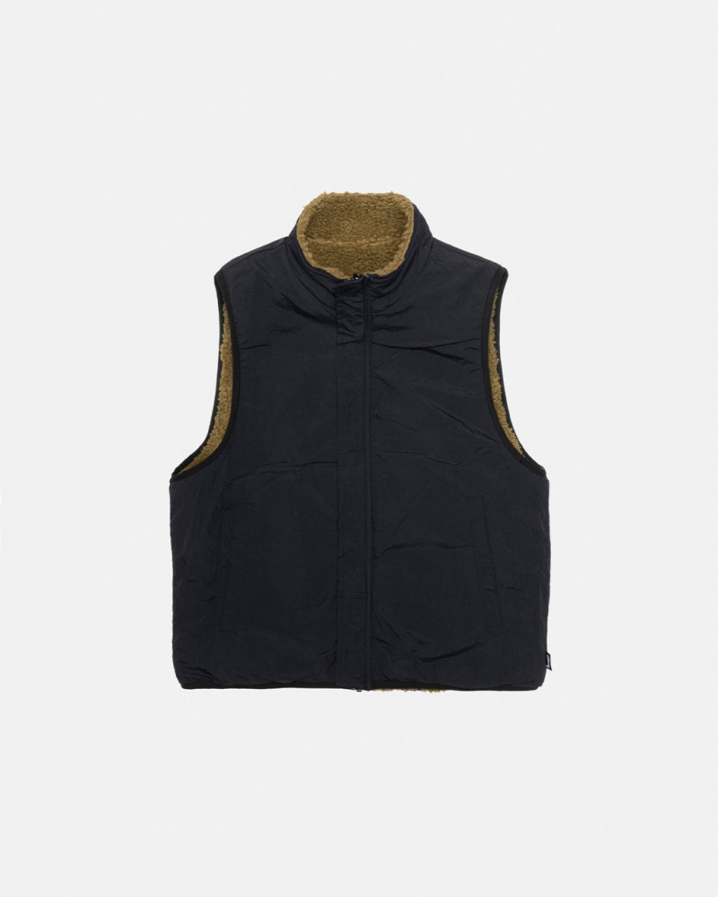 Stussy Sherpa Reversible Vest - Unisex Jackets Verde Oliva | EMXVG57989