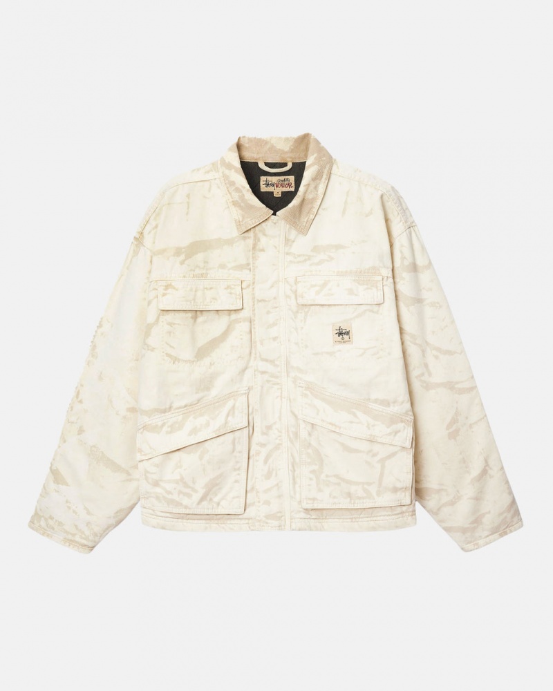 Stussy Shop Jacket Distressed Lona - Unisex Jackets Kaki | AMXWC20524