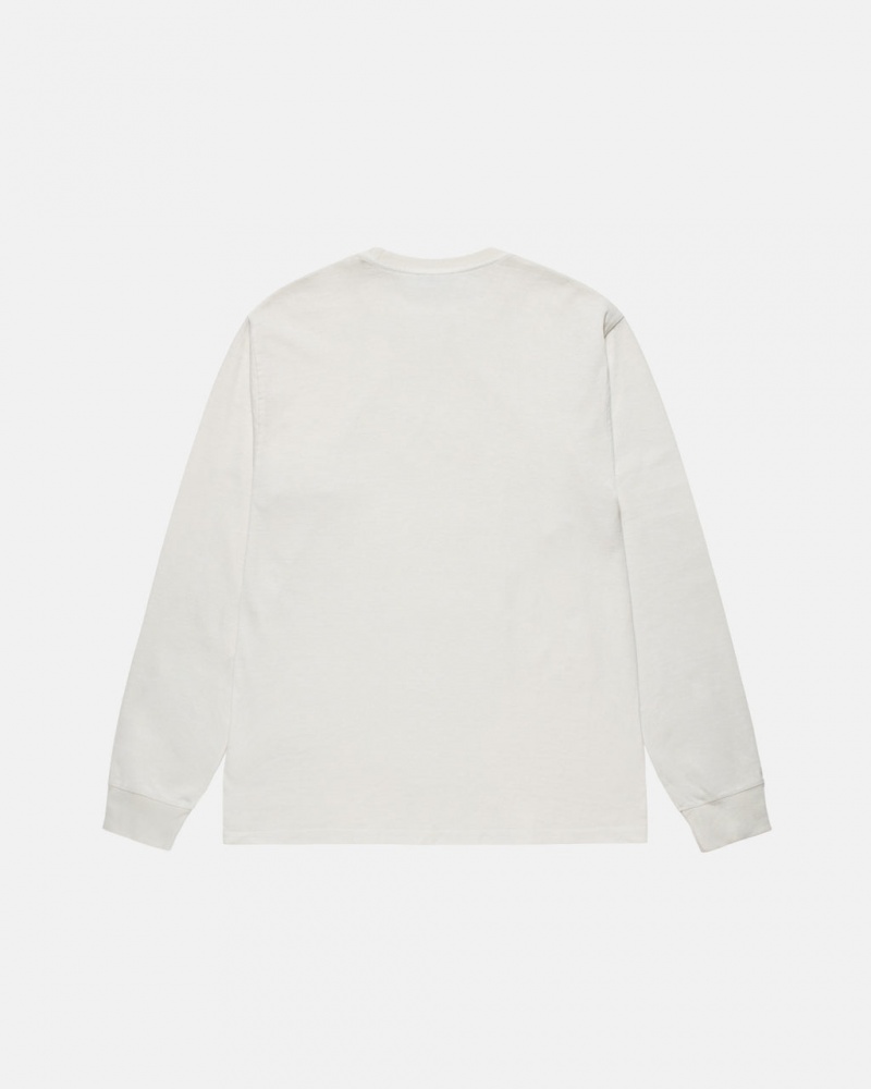 Stussy Small Stock LS Tee Pigment Dyed - Unisex Longsleeve Beige | MXCIF59864